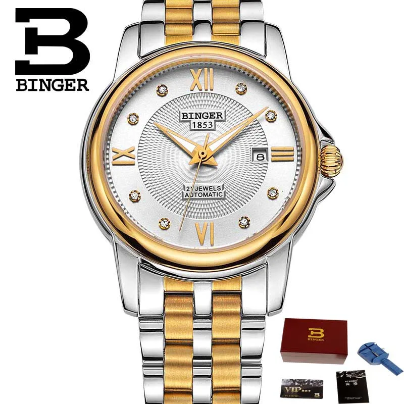 Hot Fashion Binger Original Top Brand Women Dress Luxury Automatic Mechanical Watch Self-Wind Leather relogio montre femme - Цвет: Women watch 03