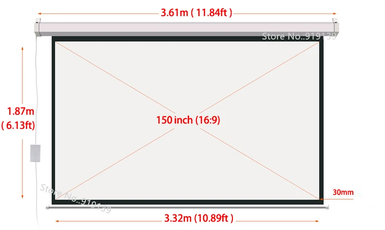 150 Inch 16 to 9 motorized screen dimension(1)