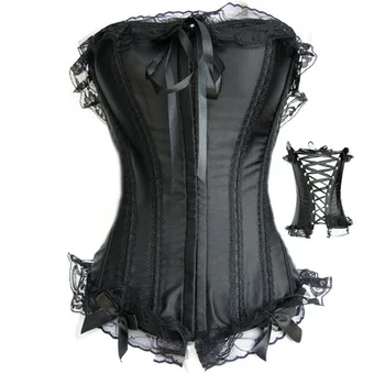 

Lace Ruffle Black Overbust Corset Plus Size Lingerie S-6XL