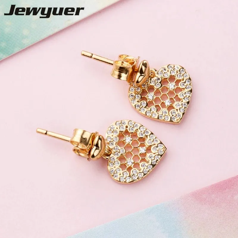 

Memnon 2018 Spring Honeycomb Lace hearts Stud Earrings for women 925 sterling silver earring silver brinco fine jewelry ER0107