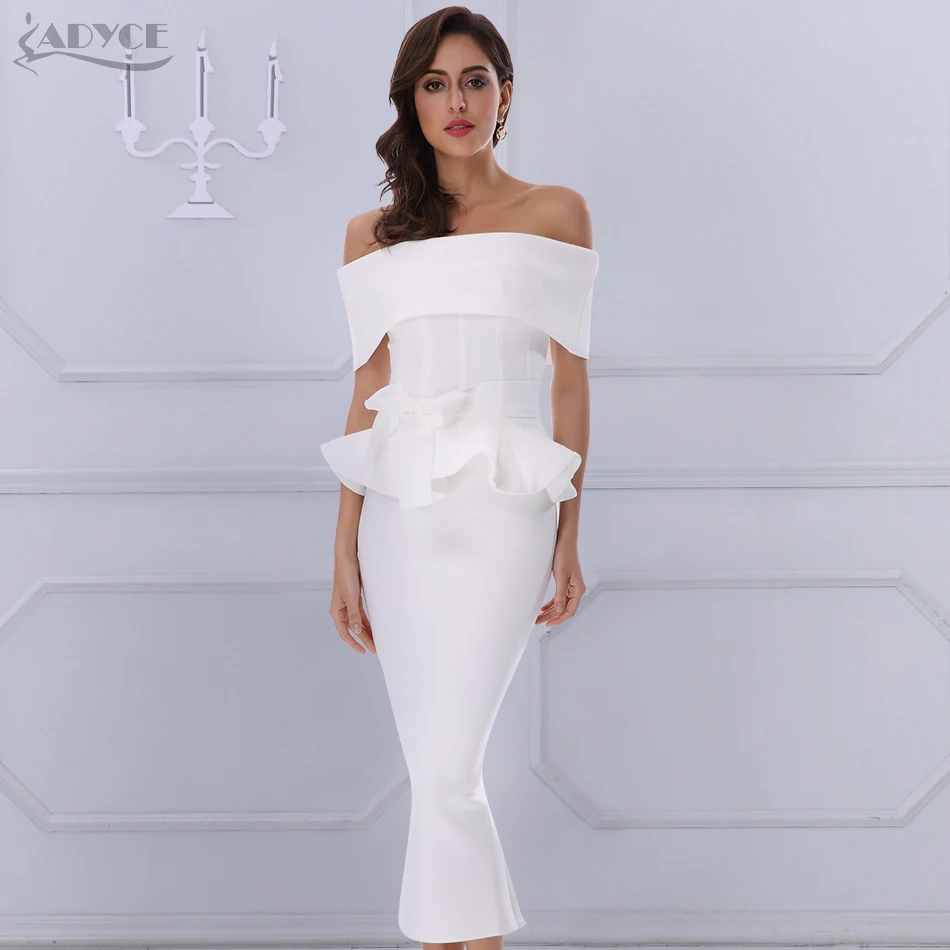 Adyce Bow Ruffles Ankle Length Celebrity Evening Party