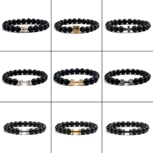 13 Стиль натуральный скраб из сплава, с бусинами Браслеты для гимнастического зала Сова головы Будды, с надписью "Lucky Charm" каменные бусы Для женщин Мужчины ювелирные изделия Прямая