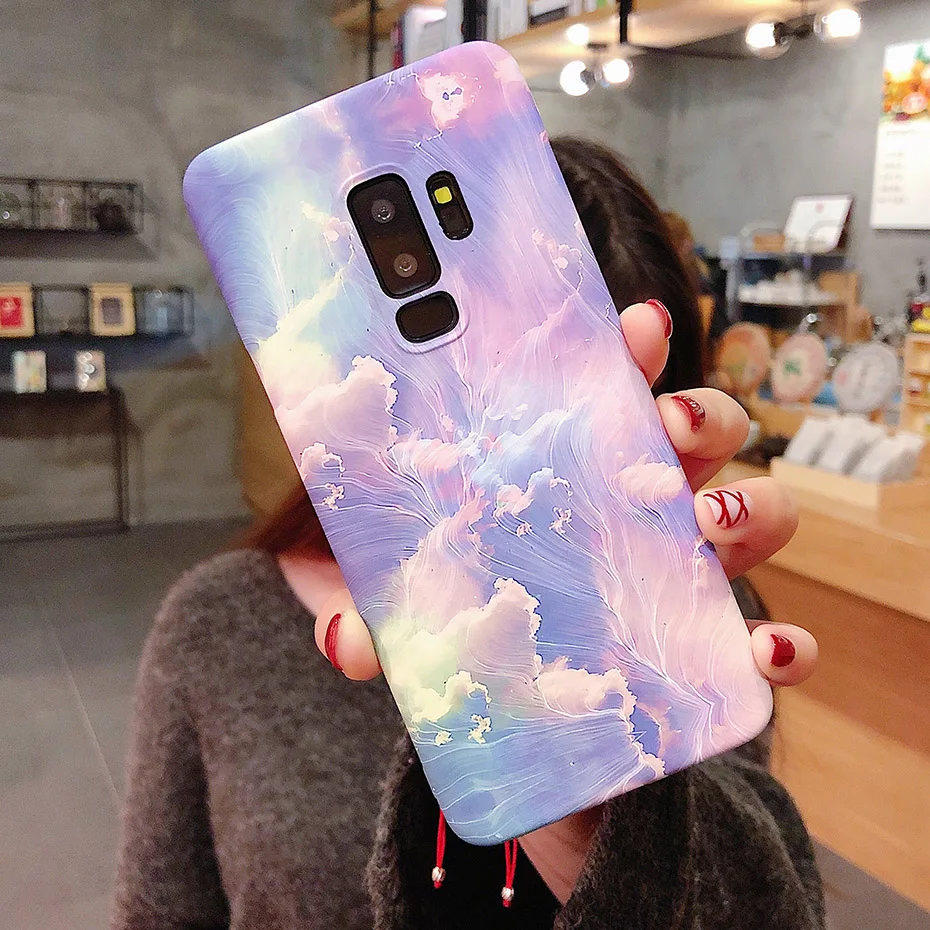CAPAME Hard Plastic Floral Girls Case For Samsung Galaxy S7 Edge Note 8 9 S8 S9 Plus Noctilucent Cases For Samsung S7 Case Blue  (7)