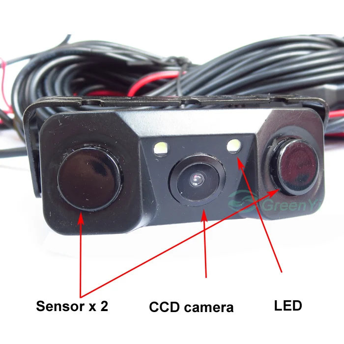 Автомобильный видео Датчик парковки Задняя камера с индикатором Би звуковой сигнализации датчик обратного хода автомобиля+ Автомобильное Зеркало монитор видео дисплей