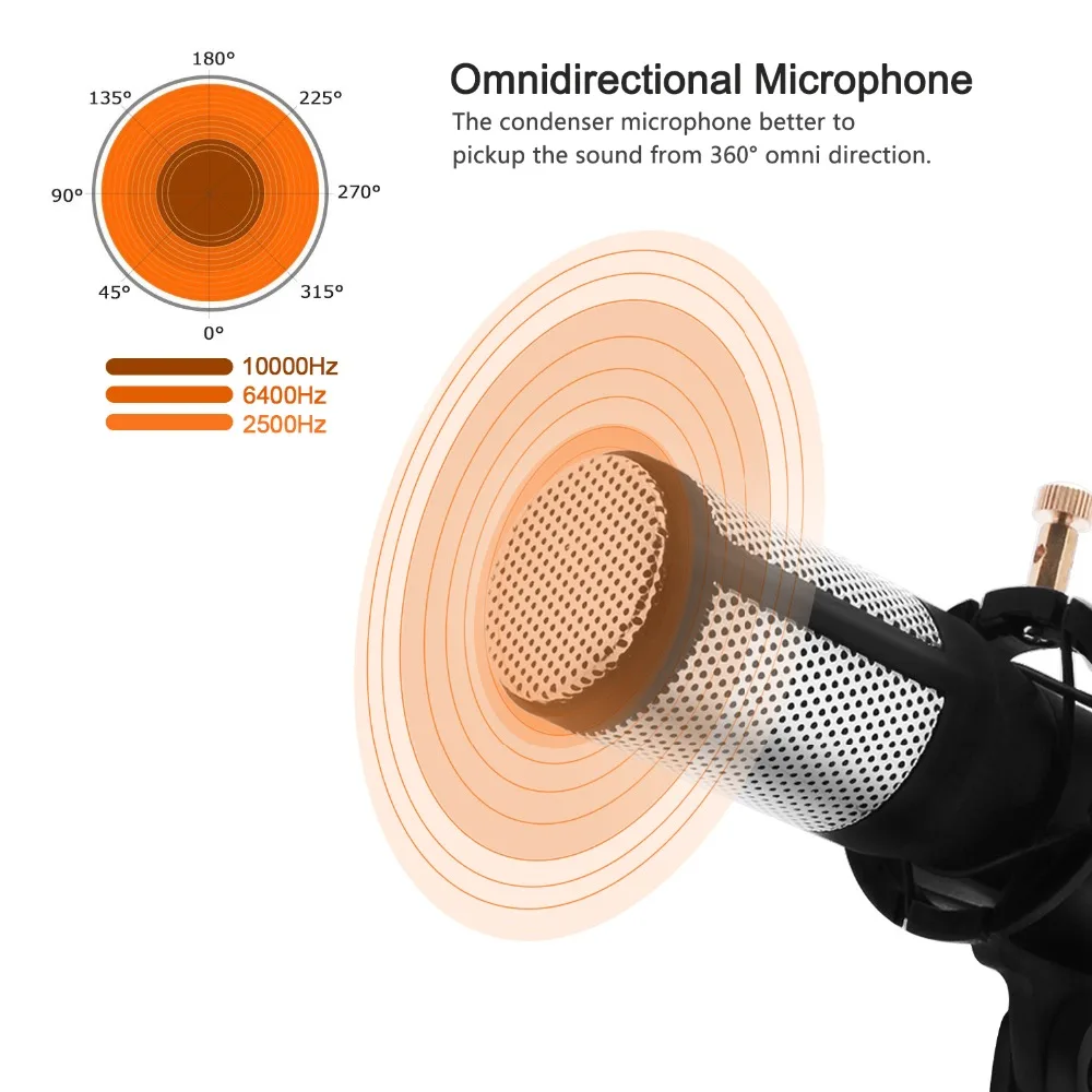 Профессиональный микрофон, конденсатор для компьютера, ноутбука, ПК, USB разъем+ подставка, студийный Подкаст, записывающий микрофон, караоке, микрофон