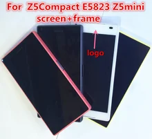 For Sony Xperia Z5 Mini Z5 Compact LCD Display with Touch Screen Digitizer with Frame Black white pink yellow Free Shipping