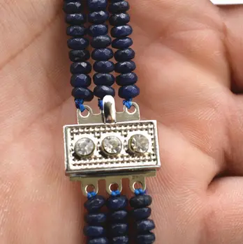 

3 Rows 2X4mm NATURAL Brazil FACETED DARK Blue Sapphire BEADS NECKLACE 17-18
