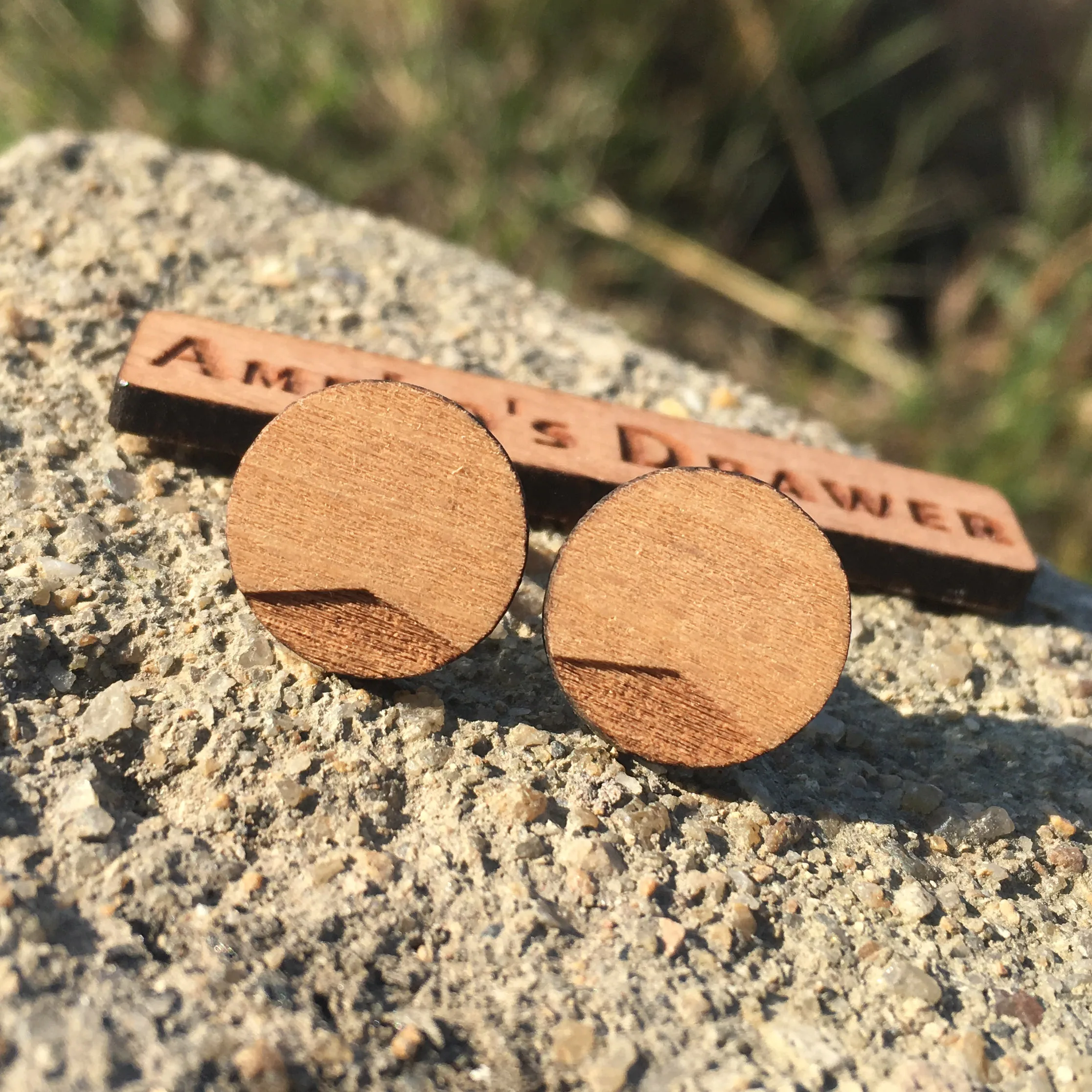 

Round Laser cut exotic earrings handmade earrings geometric stud Minimalist wooden earring x 10 pairs
