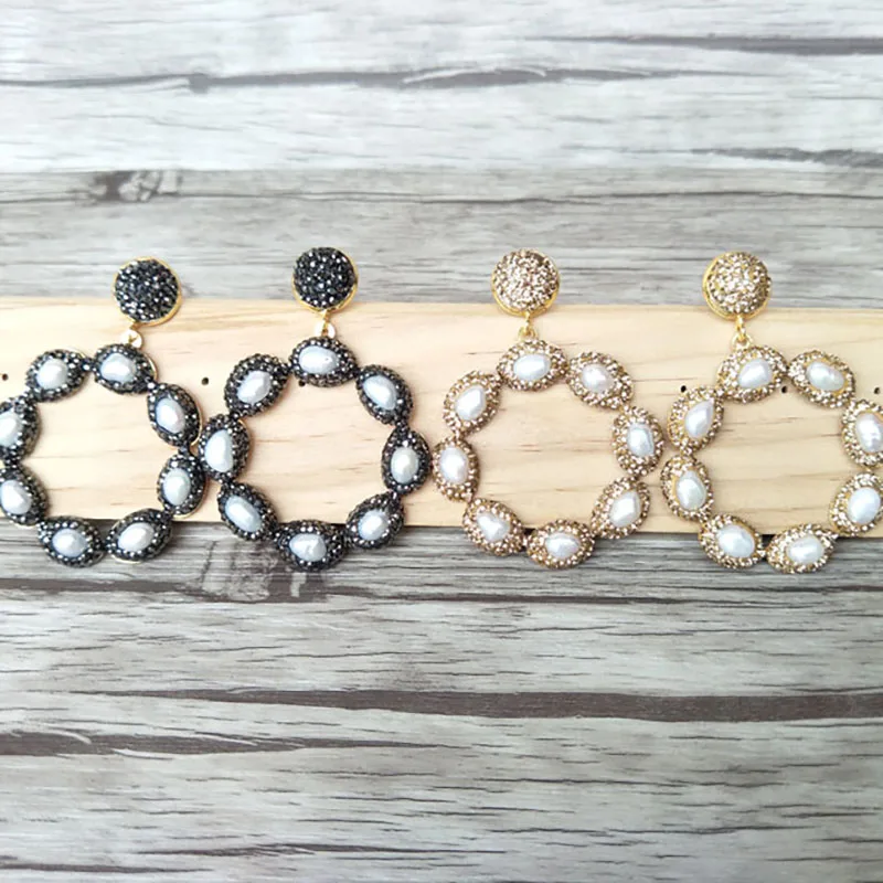 5 пар великолепных цветов винтажные подвески, капли воды проложить Стразы Жемчуг Шарм сережки Бохо для женщин ER630