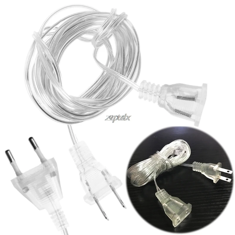 

3.5M EU US Plug Transparent 100W Male To Female Power Supply Extension Cable For PC Wall Charger LED Drop ship