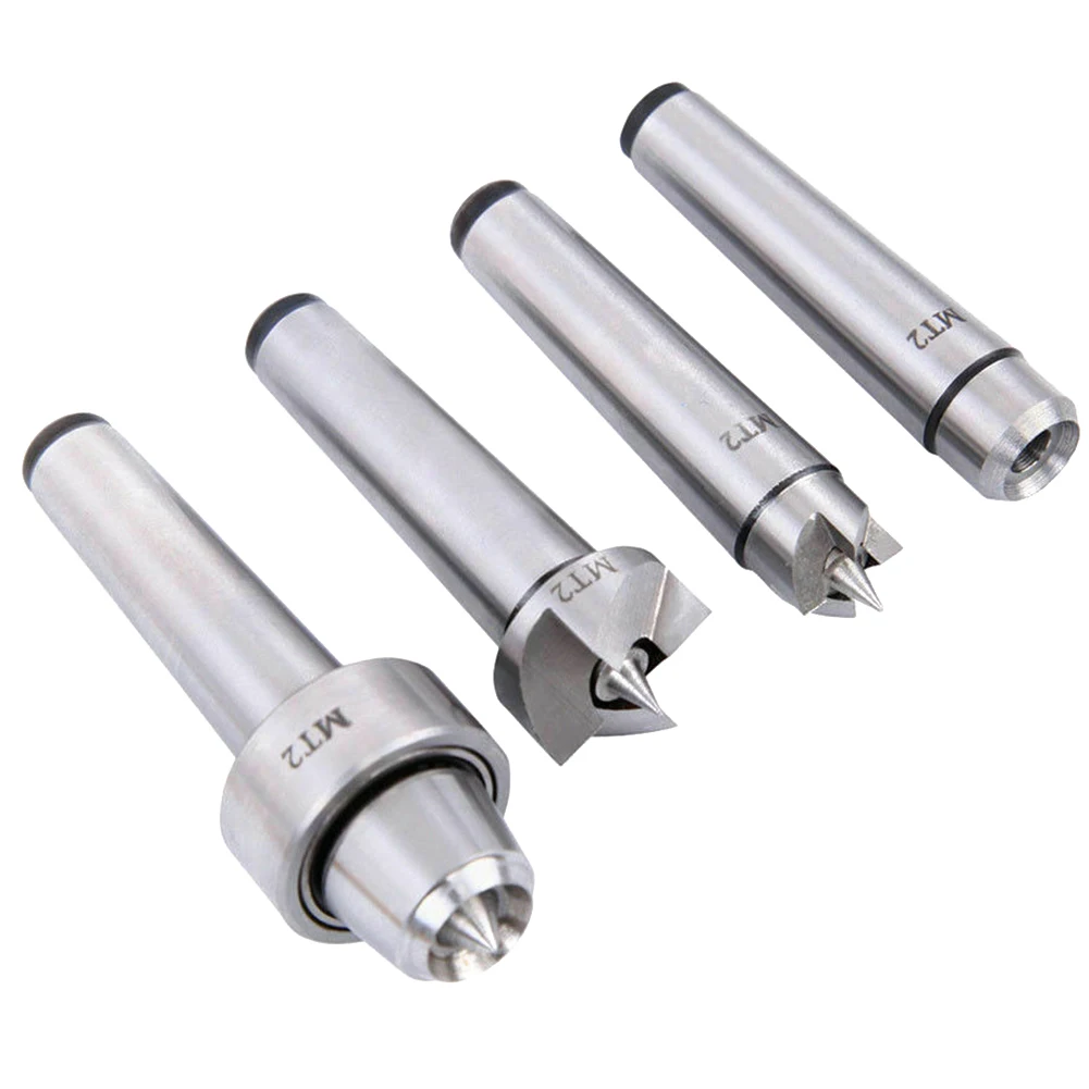 

4Pcs Home Bearing Metal Working Wooden Case Shank Durable Lathe Center Set Taper Drive Turning Tools Drill Spur Cup Portable MT2