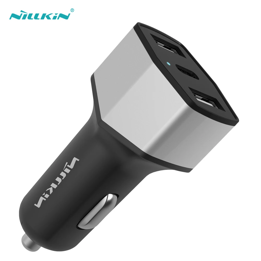 New NILLKIN 3 Ports Car Phone Charger Type C USB 3.1 Dual USB Charge