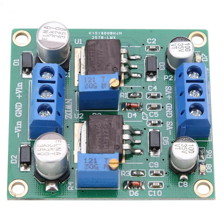 LM317/337 положительный и отрицательный стабилизатор напряжения Мощность модуль низкий уровень шума линейный Регулируемый стабилизации Мощность модуль