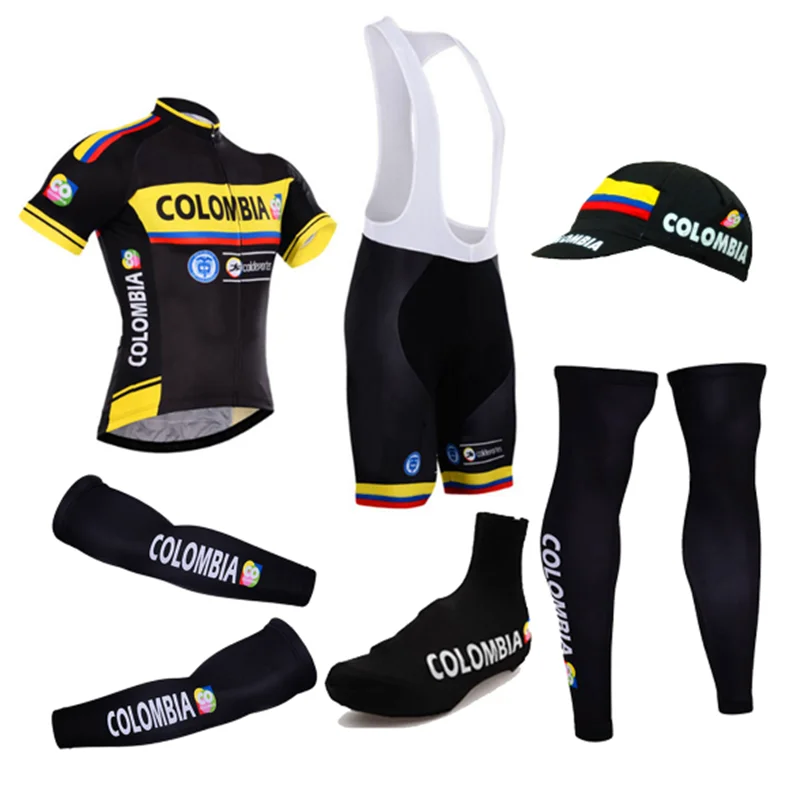 

2019 New Colombia 6 Pieces National Pro team cycling jersey short clothing cycling fast dry maillot MTB bike wear black