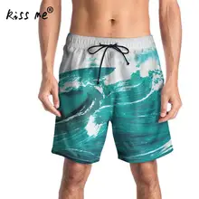 Свободные пляжные шорты с волнистым принтом шорты для серфинга Мужские Пляжные Купальники быстросохнущие мужские пляжные шорты Свободные эластичные шорты с поясом