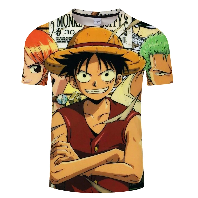 

2019 new anime Tshirt Summer Men's Funny fire Print One Piece 3d T-shirt Male Hip hop Streetwear O-Neck T Shirts tops&Tees Shirt