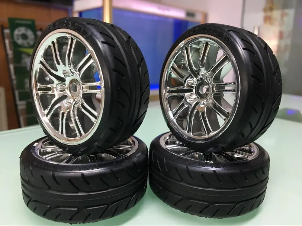 

1/10 On Road Racing Drift Silver Wheel Tire Set for HPI Nitro RS4 3 Evo+ Sprint SPORT T4pcs