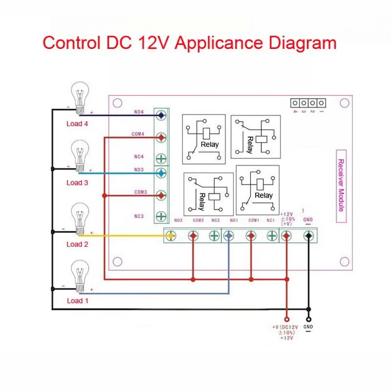 Smart Multiple DC 12V 24V 10A 315/433 MHz 4CH Wireless Relay RF