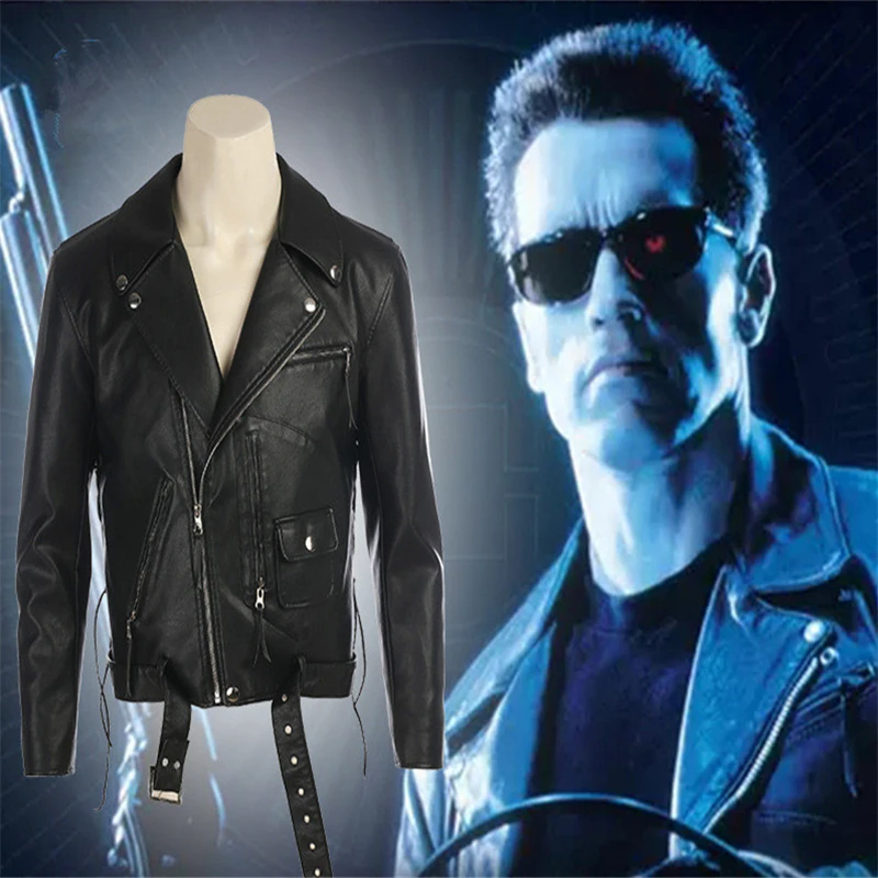 

Terminator 2: Judgment Day Costumes Terminator Jackets Cosplay PU Leather jacket motorcycle jacket movie COS clothing menswear