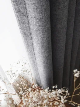 

85% Shading Nordic Modern Simple Solid Color Linen Blackout Curtain for Living Room Window Custom Made