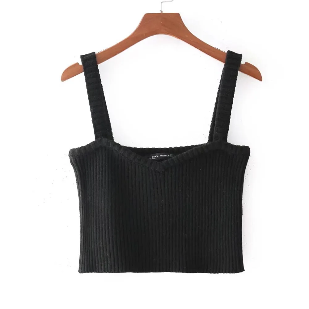 Sishot Gothic Crop Tops Female Cute Women Fashion Sleeveless Solid Tank