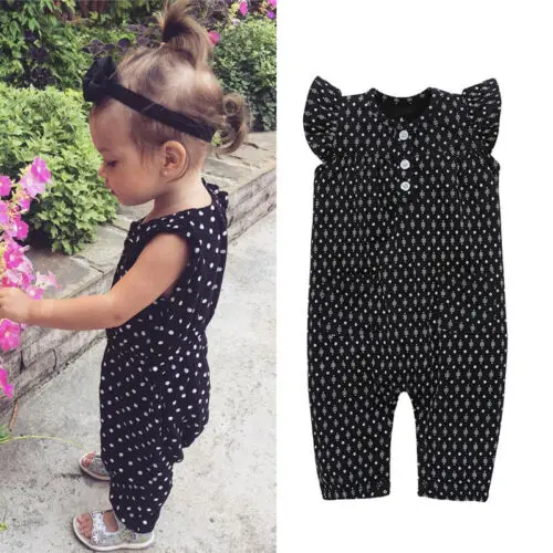 

Newborn Baby Girl Clothes Polka Dots Jumpsuit Bodysuit Set Outfit US wea Support wholesale