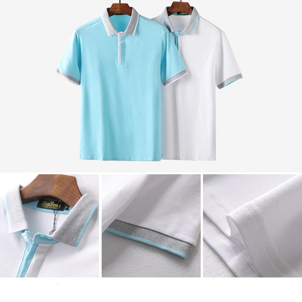 RenFeng New Brand Clothing Polo Homme Solid Camisa Polo Masculina Polo Shirt Smart Casual Men Tee Shirt Tops Cotton Slim Fit  (2)