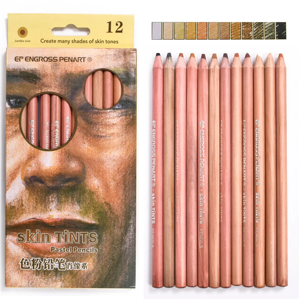 12 Colori Professionale di Disegno Matite Set Pastello Pelle Tinte Legno Matite Colorate per Schizzo Scuola di Pittura Rifornimenti di Arte in 12 Colori