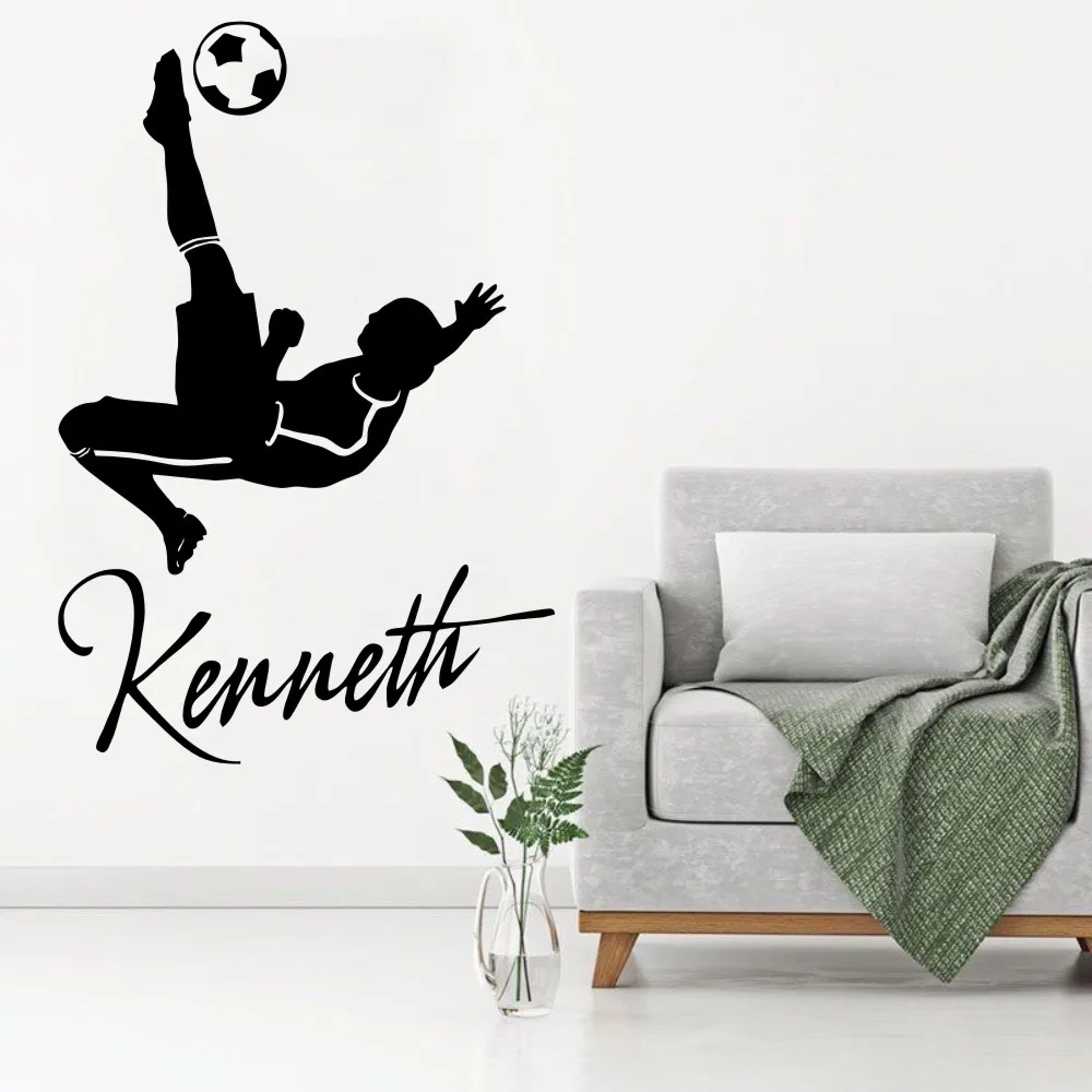 PERSONALISED NAME FOOTBALL WALL ART STICKER QUOTE DECAL BOYS CHILDRENS DECOR DIY
