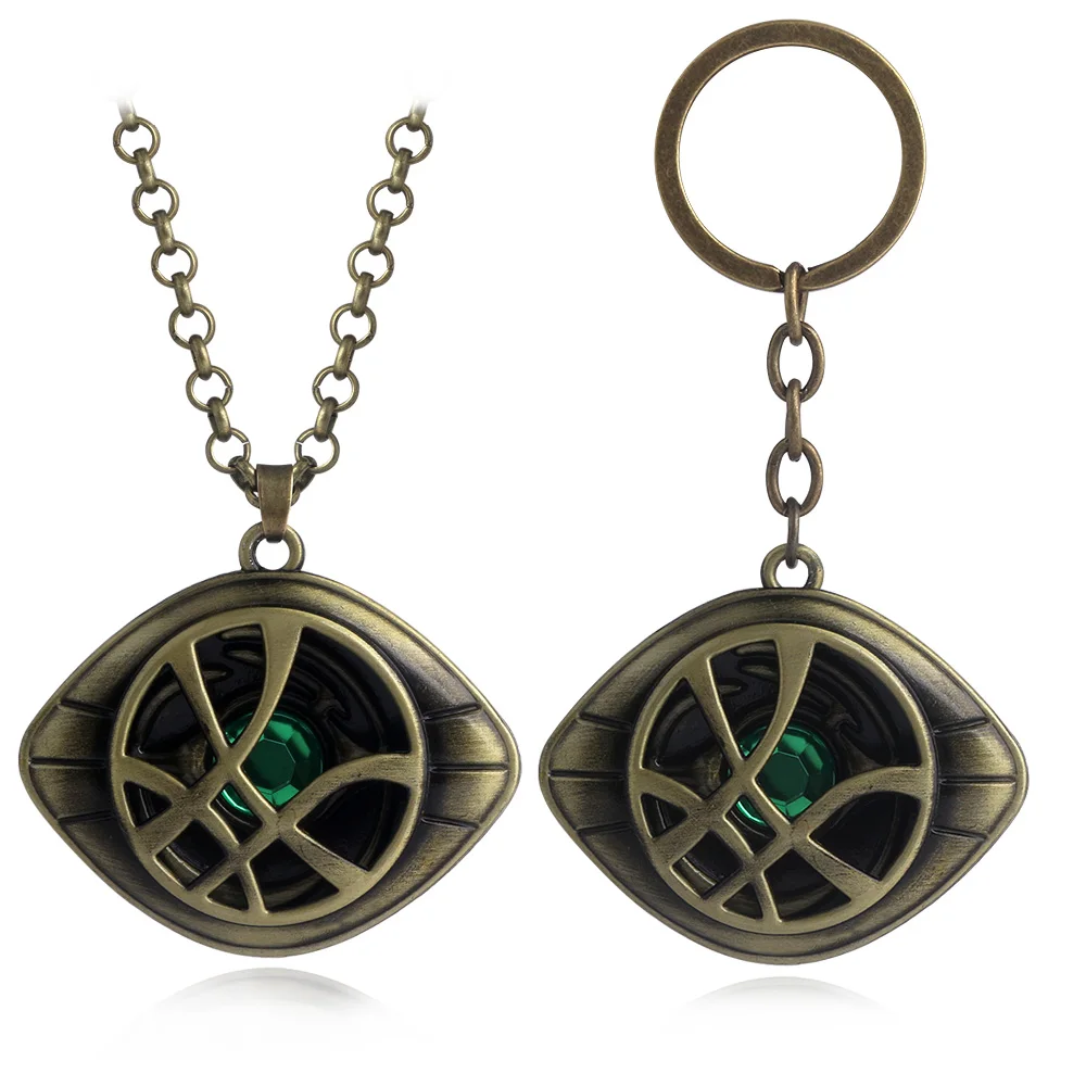 

Avengers Jewelry Doctor Strange Necklace Eye of Agamotto Necklaces Pendants Magic Weapon Choker Kolye Keyring Gift For Women Men