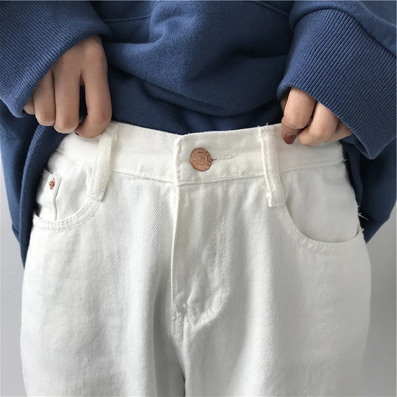 2019 Vintage Ripped Jeans Woman High Waist Loose Boyfriend Jeans Plus Size White Black Jeans for women Casual Mom Jeans femme