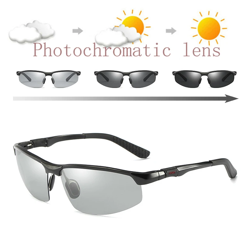 Aluminium Magnesium Frame Polarized Photochromic Sunglasses Mens
