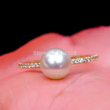 Нужен блеск AKOYA натуральная морская жемчужина Япония 18 К Золотое кольцо новейшее женское ювелирное обручальное кольцо с жемчугом