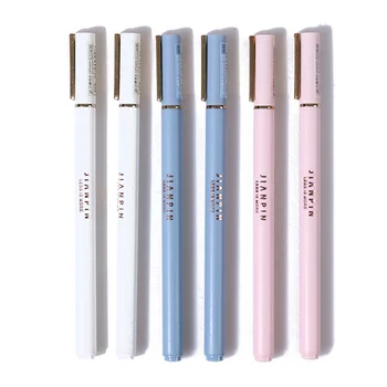 

5pcs/lot Random Color Luxury Gold Pen Cap Black Ink 0.5mm Gel Pens Writing Supplies Ballpoint Pen Stationery Office Supplies