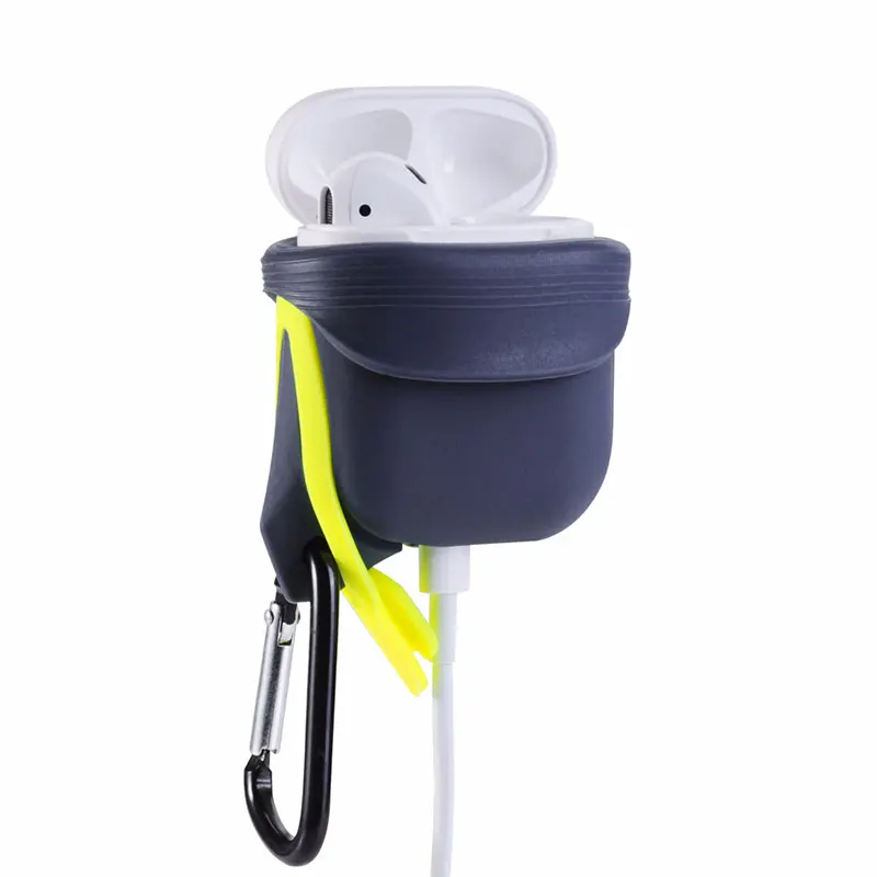Мягкий силиконовый чехол для Apple Airpods силиконовый чехол Защитный чехол для Air pods наушники с крючком водонепроницаемые