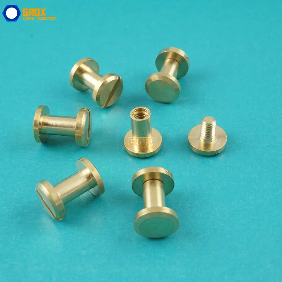 50 Set 8*7mm Solid Brass Rivet Chicago Screw for Leather Craft Belt