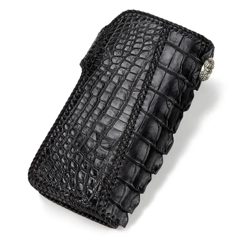 Porte D'embrayage Végétal Hommes De Portefeuille À La Sac Main Alligator Sacs En Portefeuilles Tricoter cartes Noir Véritable Cuir Tannage 1lJFTKc