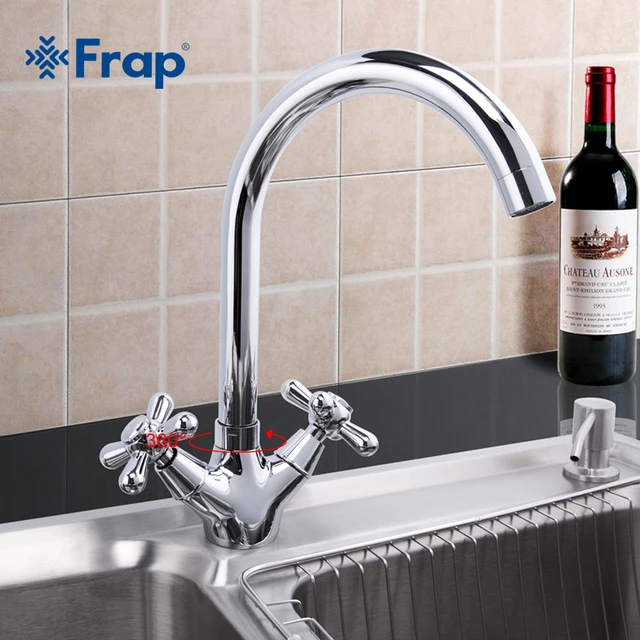 Best Price Frap Deck Mounted Brass Torneira Cozinha Kitchen Faucets Hot and Cold Water Chrome Basin Sink Taps Mixers Dual Handle F4025