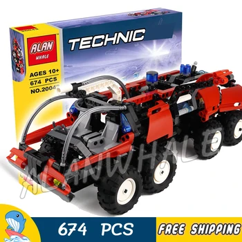 

674pcs Techinic Airport Fire Rescue Truck Vehicles Steering Mechanism 20042 Figure Building Blocks Toy Compatible With Lago
