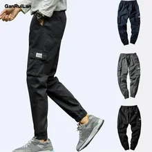Шаровары с несколькими карманами в стиле хип-хоп, Мужские штаны, брюки, уличная одежда, спортивные штаны, мужские повседневные Модные карго Джоггеры для мужчин KZ19006