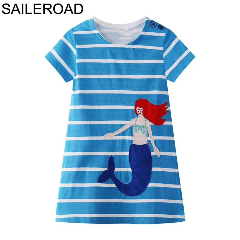 SAILEROAD/платье для маленьких девочек с аппликацией в виде жирафа; коллекция года; детские летние платья для девочек; одежда из хлопка; детское платье