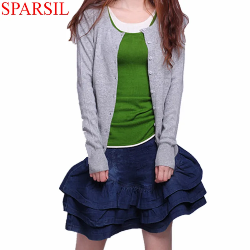 Sparsil Women's Autumn Spring Cashmere Blend Sweater