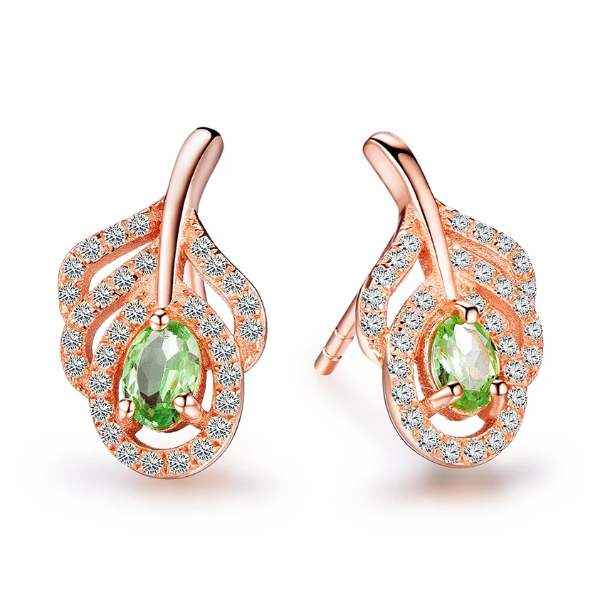 

0.7ct Natural Tsavorite Garnet 925 Sterling Silver Earrings for Women Water Drop Gemstone Earring Studs Christmas Gifts
