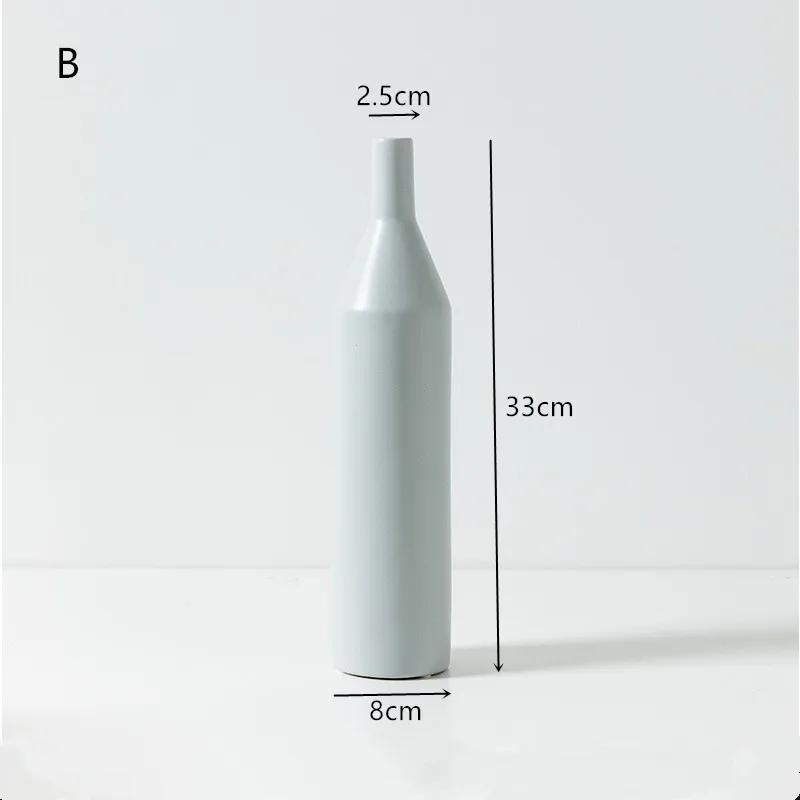 Европейская Керамическая Настольная Ваза скандинавский белый синий розовый серый настольные вазы для цветов садовый цветочный горшок украшение домашний декор - Цвет: B