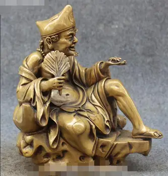 

9" Chinese Ancient Pure Bronze Gourd Mad Monk Arhat Jigong Ji Gong Buddha Statue
