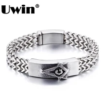 Uwin Freemason масонские Мужские украшения-браслеты высшего качества 316L из нержавеющей стали модный религиозный символ браслеты Прямая поставка