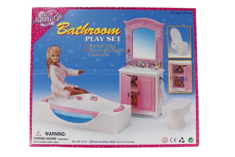 Милая мебель, игровой набор для ванной комнаты, ванна+ комод+ туалет, чехол для куклы Барби, 1/6, лучший подарок, игрушки для детей