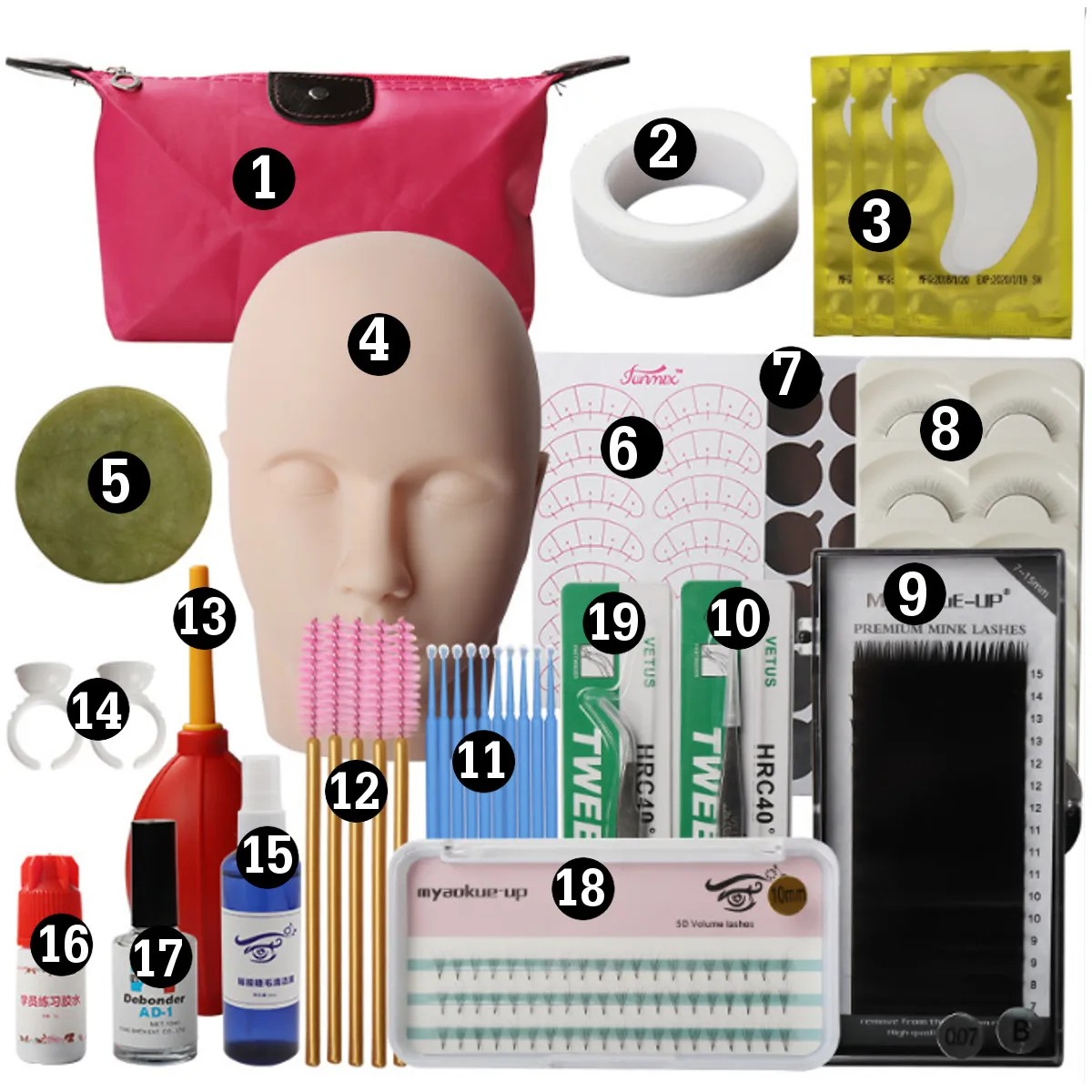 

Eyelash Extensions Tool Kit Eyelashes Semi Permanent Make Up Individual False Lash Curl Glue Tweezer Practice Graft Lashes Kit