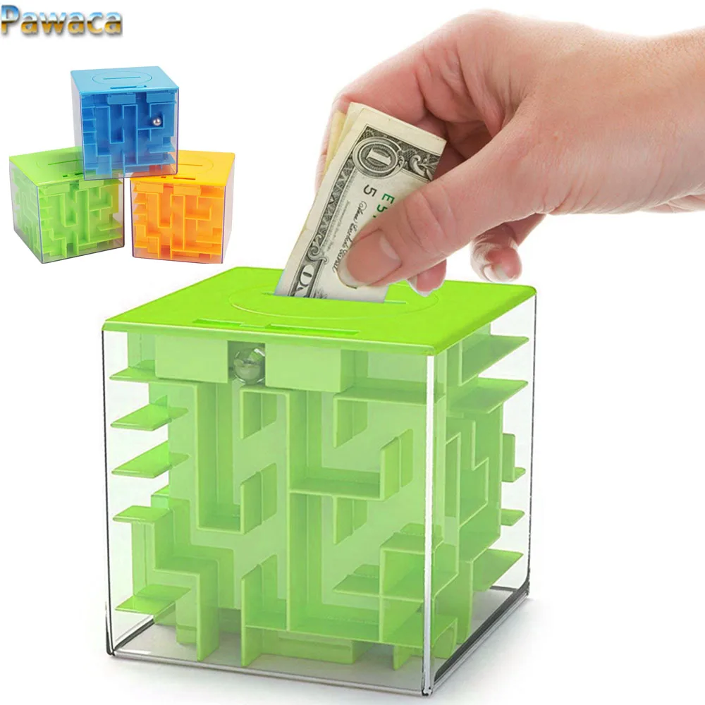 

3D Piggy Bank Magic Maze Cube Money Boxes Coin Money Case Saving Box Puzzle Game Rolling Ball Children Educational Toys Gift