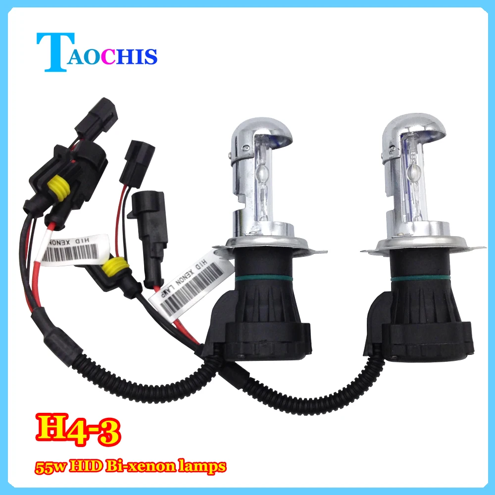 TAOCHIS 12v 55w Автомобильные HID фары H4-3 Биксеноновые Hi/Lo Сменные лампы 43000k 6000k 8000k фары телескопические фонари